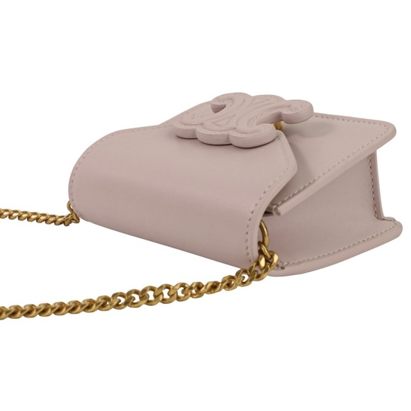 CELINE Triomphe Chain Card Holder Mini Shoulder Bag S-BB-4292 Light Pink Women's - Picture 7 of 13